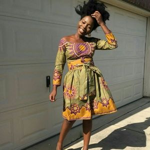 Women African Print 2 pcs set of top and skirt
